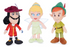 Disney Official Peter Pan, Tinkerbell and Captain Hook 30cm Soft Plush Toy Set