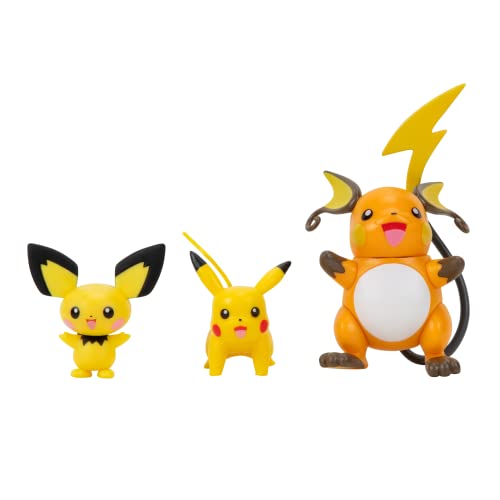 POKEMON Select Evolution 3 Pack Features 2Inch Pichu and Pikachu and 3Inch Raichu Battle Figures