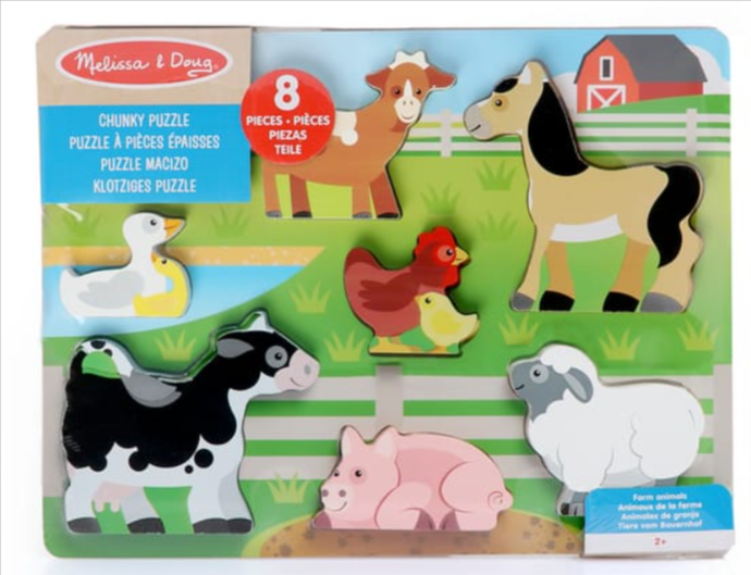 Melissa & Doug Farmyard Animals 8 Piece Chunky Puzzle