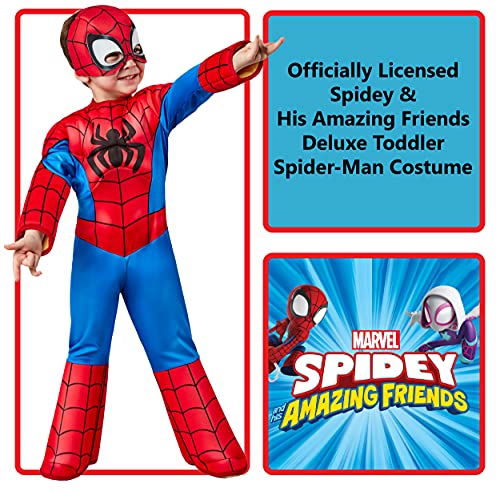 Rubies Official Marvel Spidey and His Amazing Friends Spider-Man Deluxe Toddler Costume 3-4 Years