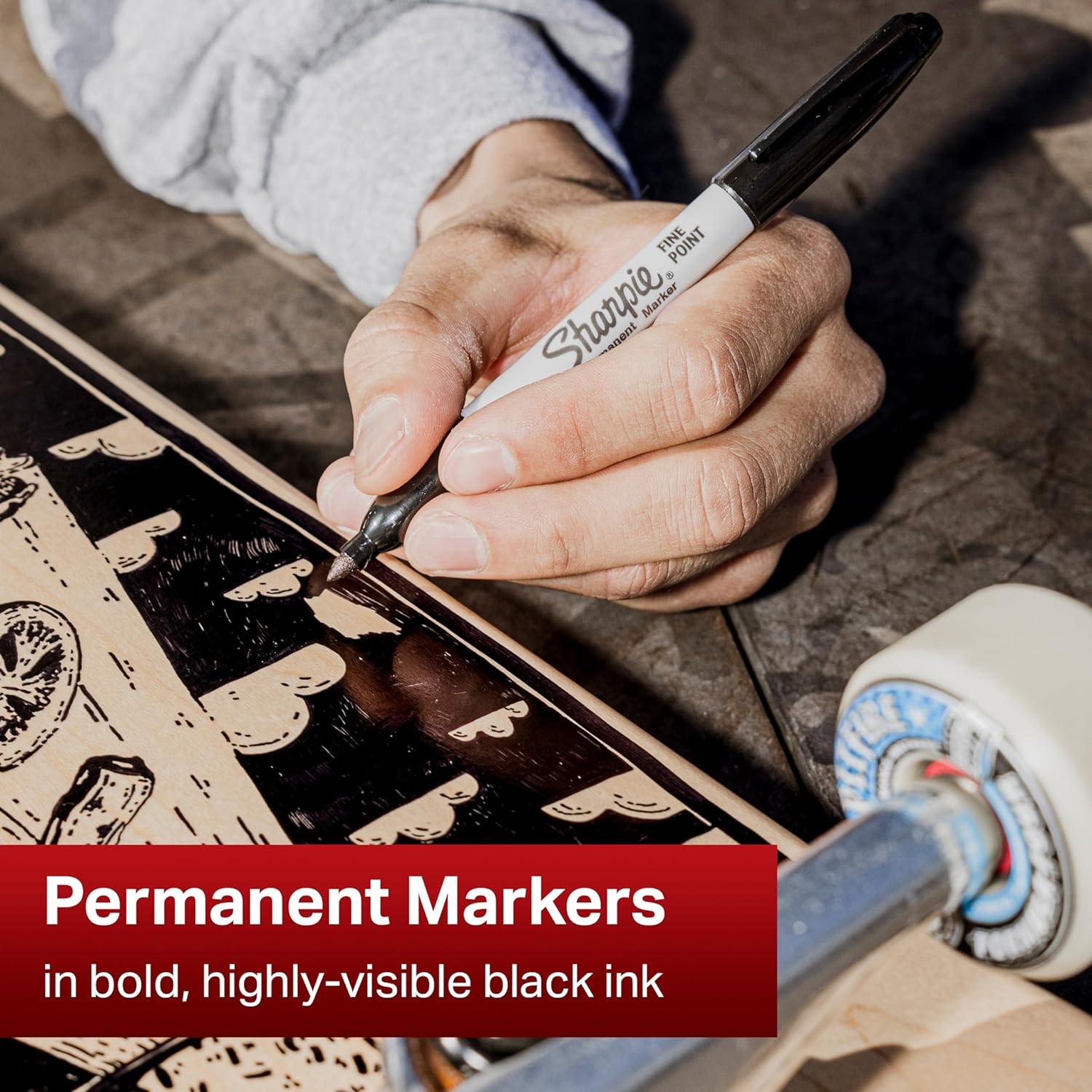 Sharpie Permanent Marker Pen Fine Tip Black Pack of 12