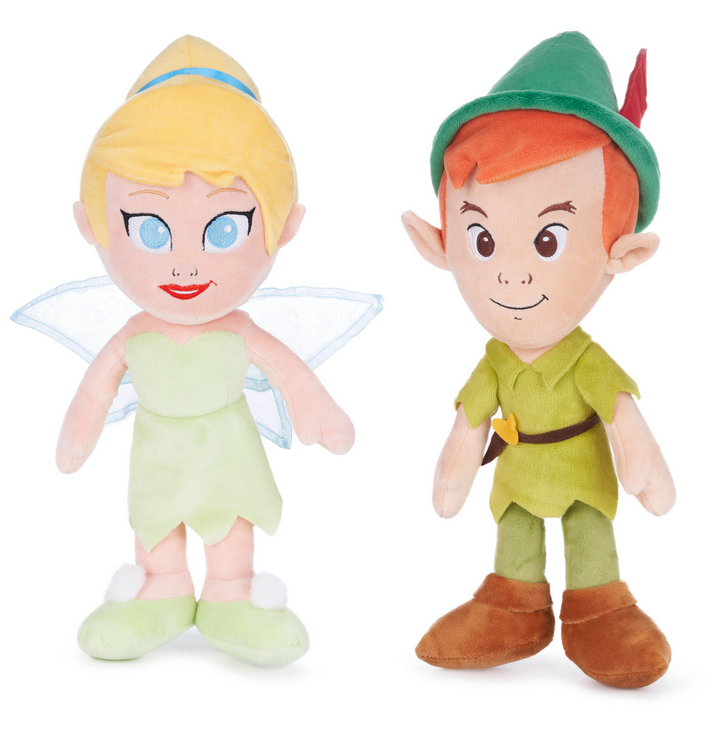 Disney Official Peter Pan and Tinkerbell  30cm Soft Plush Toy Set