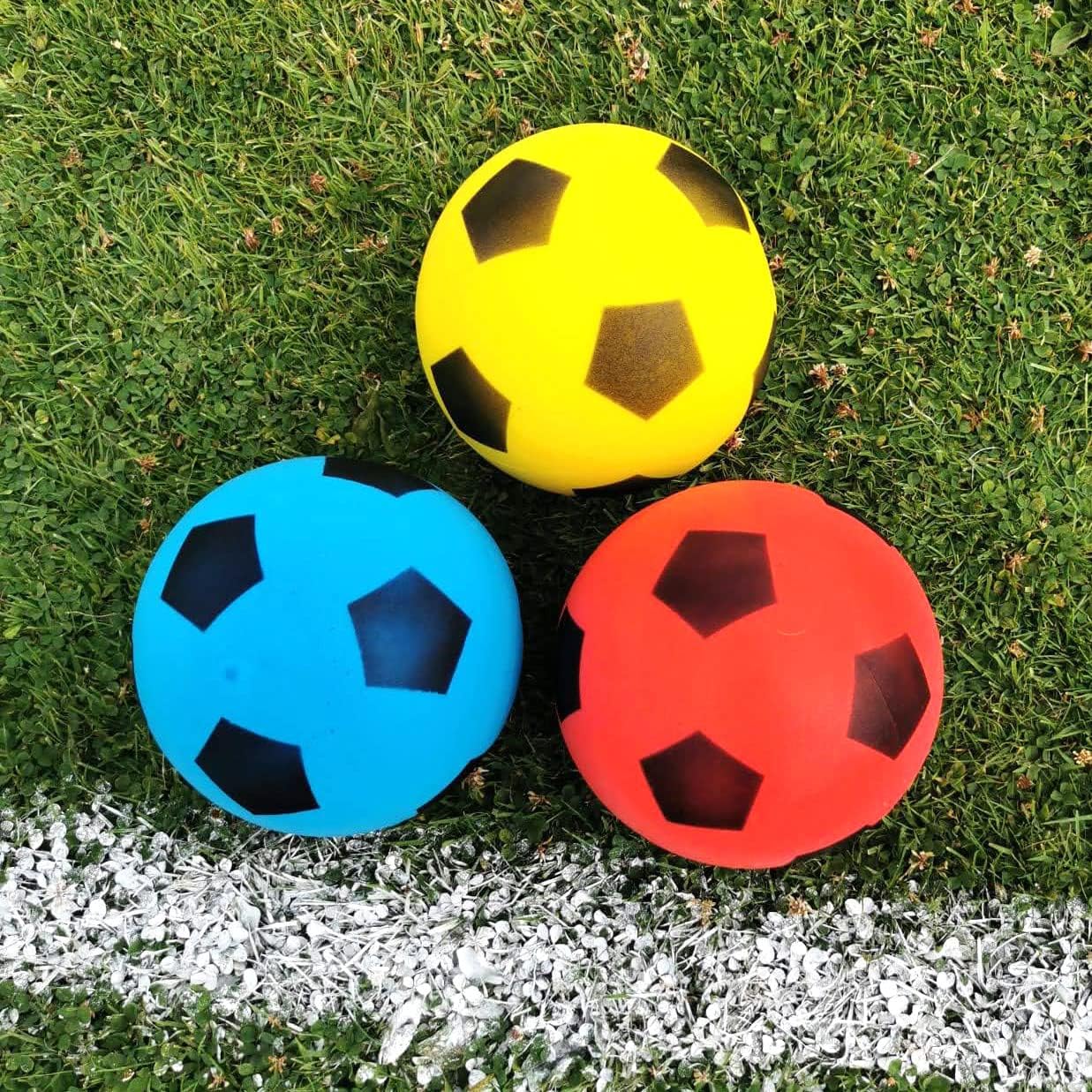 Foam Football Size 4, Blue, Red, Yellow Set of 3 Balls
