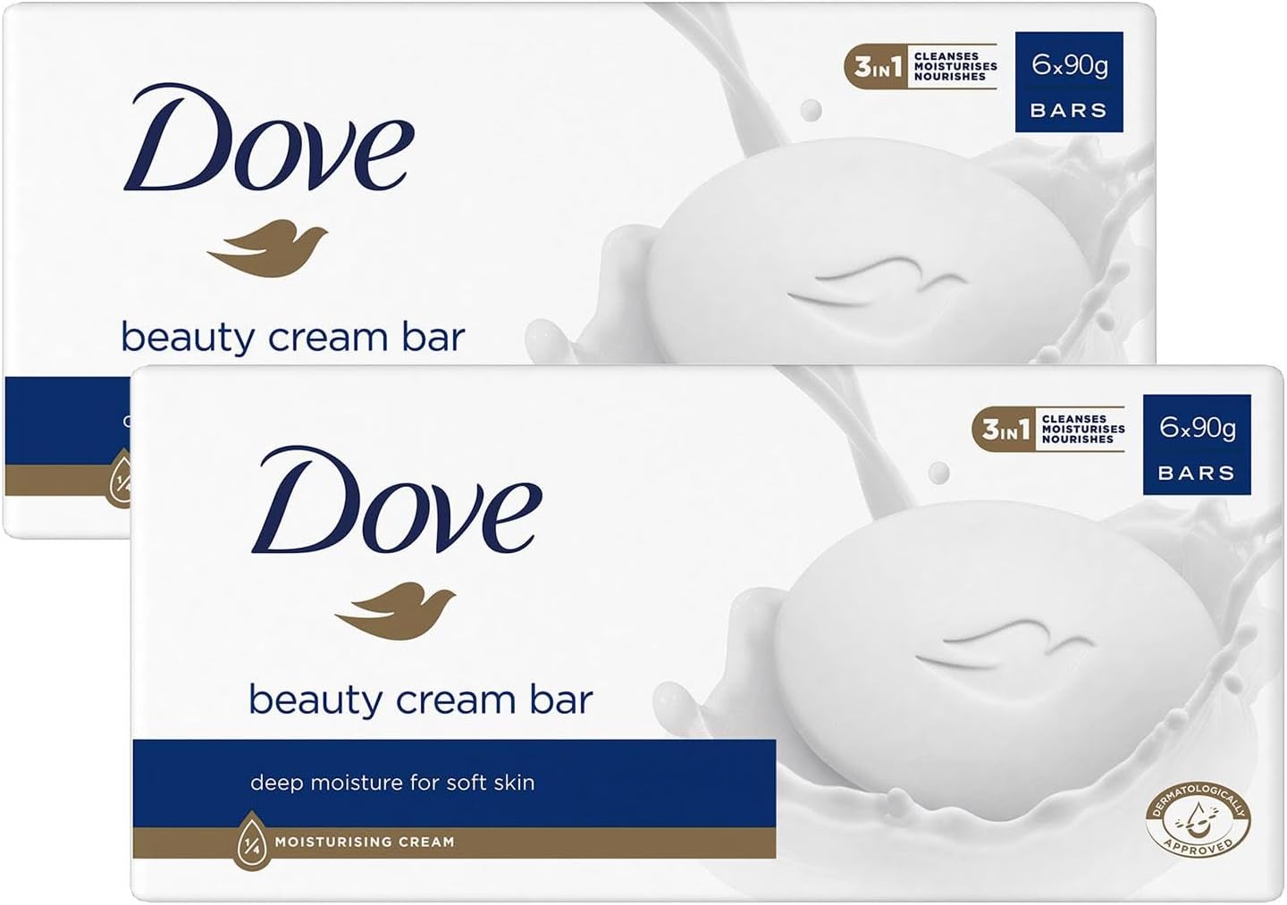 Dove Orginal Beauty Cream Bar 3 in 1 Cleanses, Moisturises and Nourishes 6x90g 2 Pack