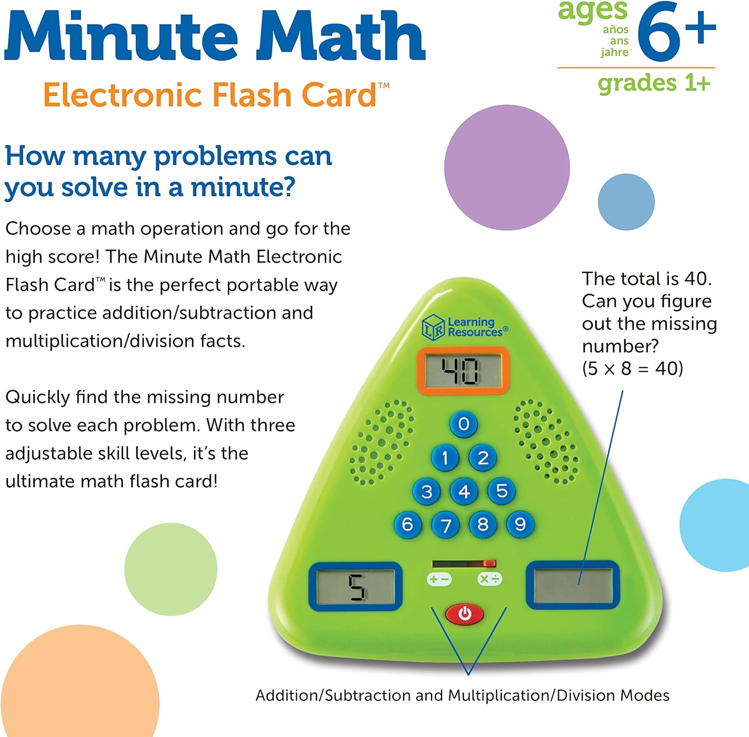 Learning Resources Minute Math Electronic Flash Card