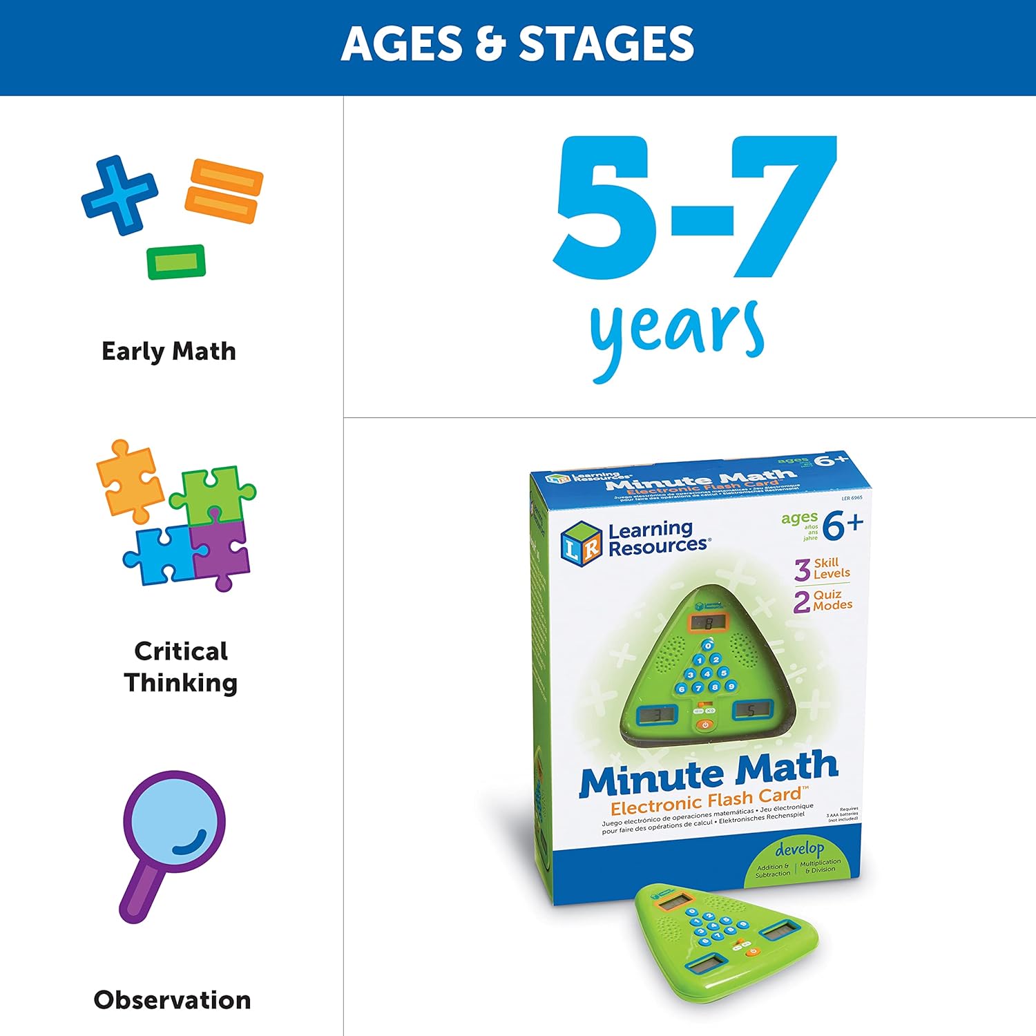 Learning Resources Minute Math Electronic Flash Card