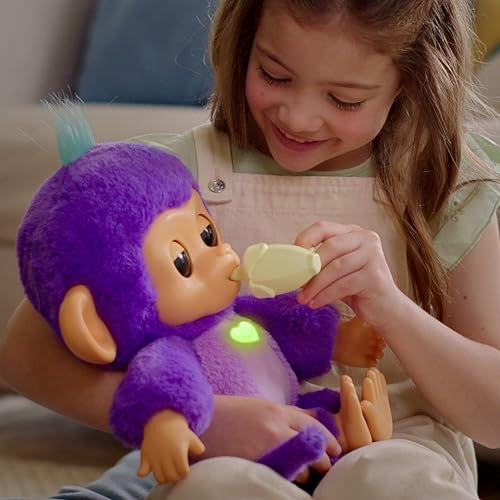 Fingerlings Care n Cuddles Interactive Baby Monkey, Sunny - Purple