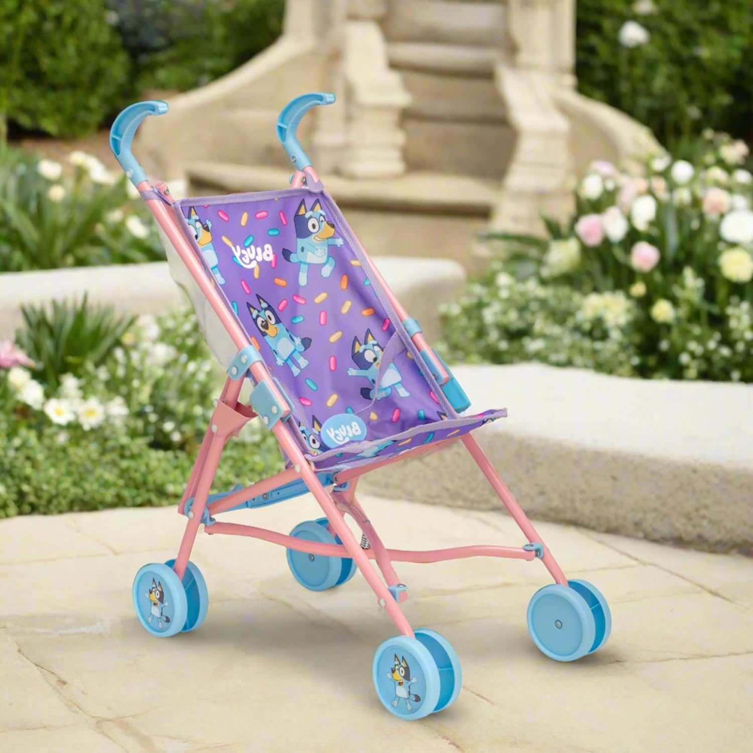 Bluey Junior Dolls Stroller Role Play Dolls Pushchair Ages 2+