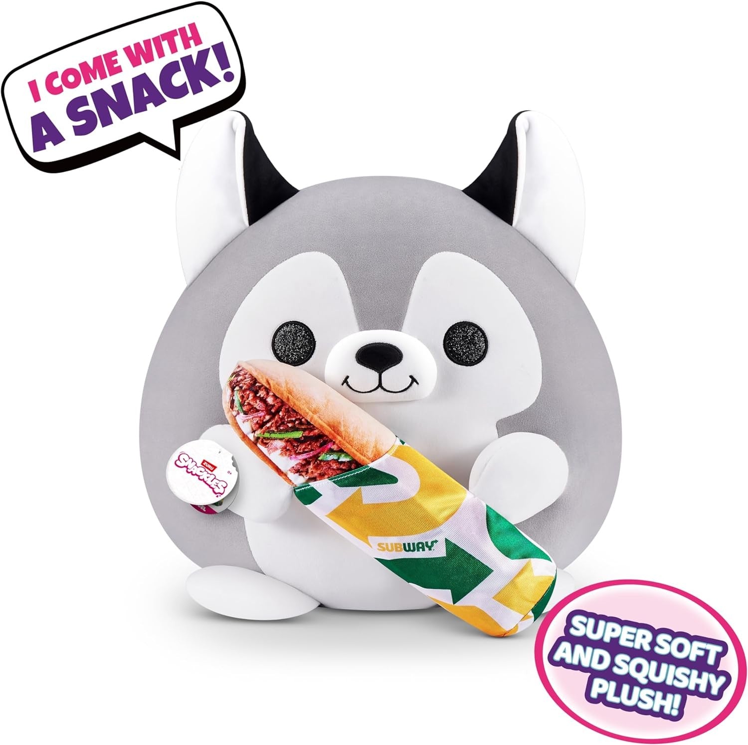 ZURU Snackles Super Sized 35 cm HUSKY (SUBWAY) Soft Plush Toy
