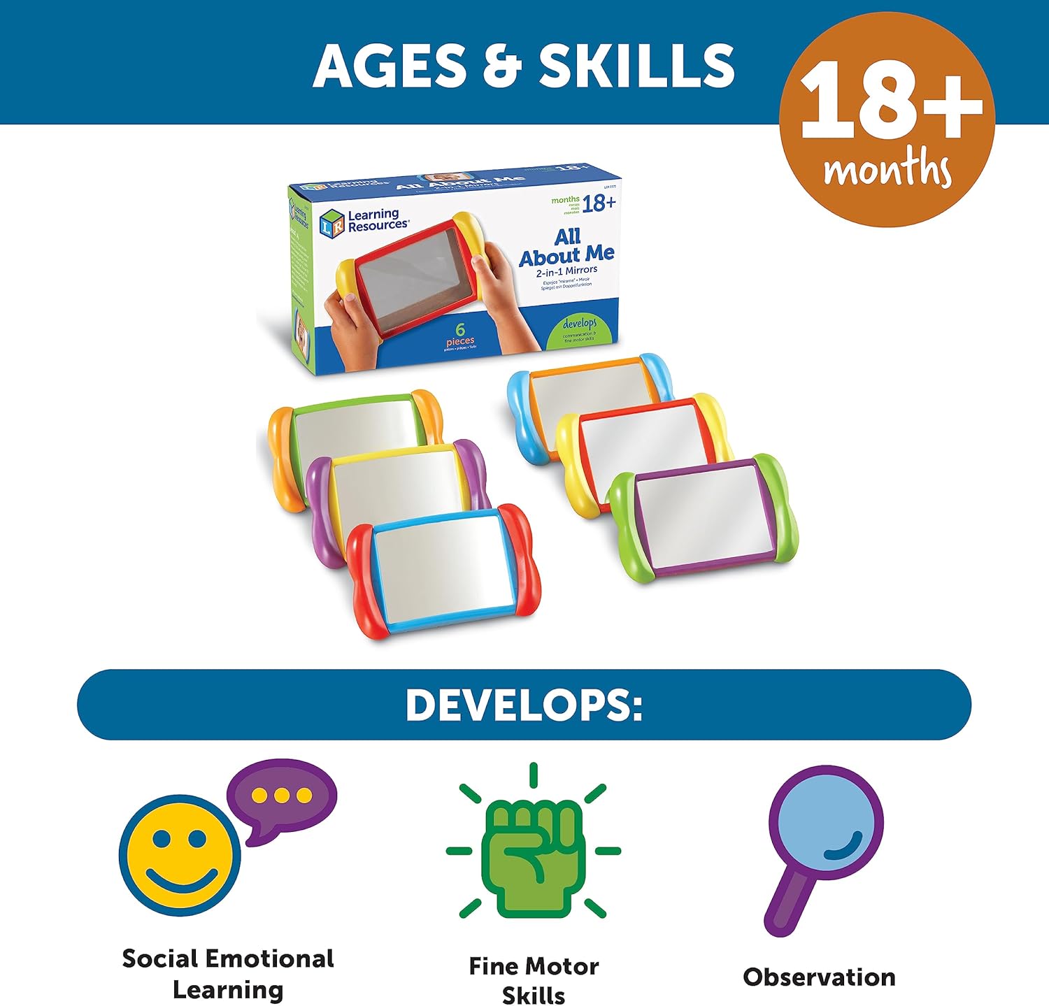 Learning Resources All About Me 2 in 1 Mirrors 6 Pieces
