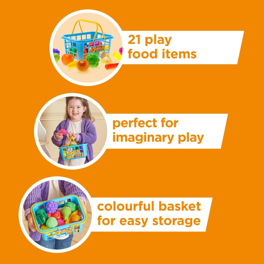 Casdon Fruit & Veg Assorted Toy Basket with Fruits & Vegetables