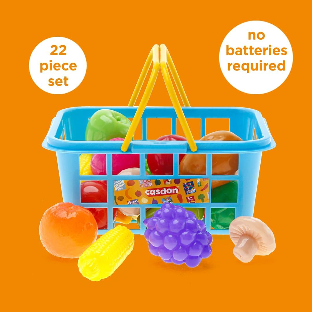 Casdon Fruit & Veg Assorted Toy Basket with Fruits & Vegetables