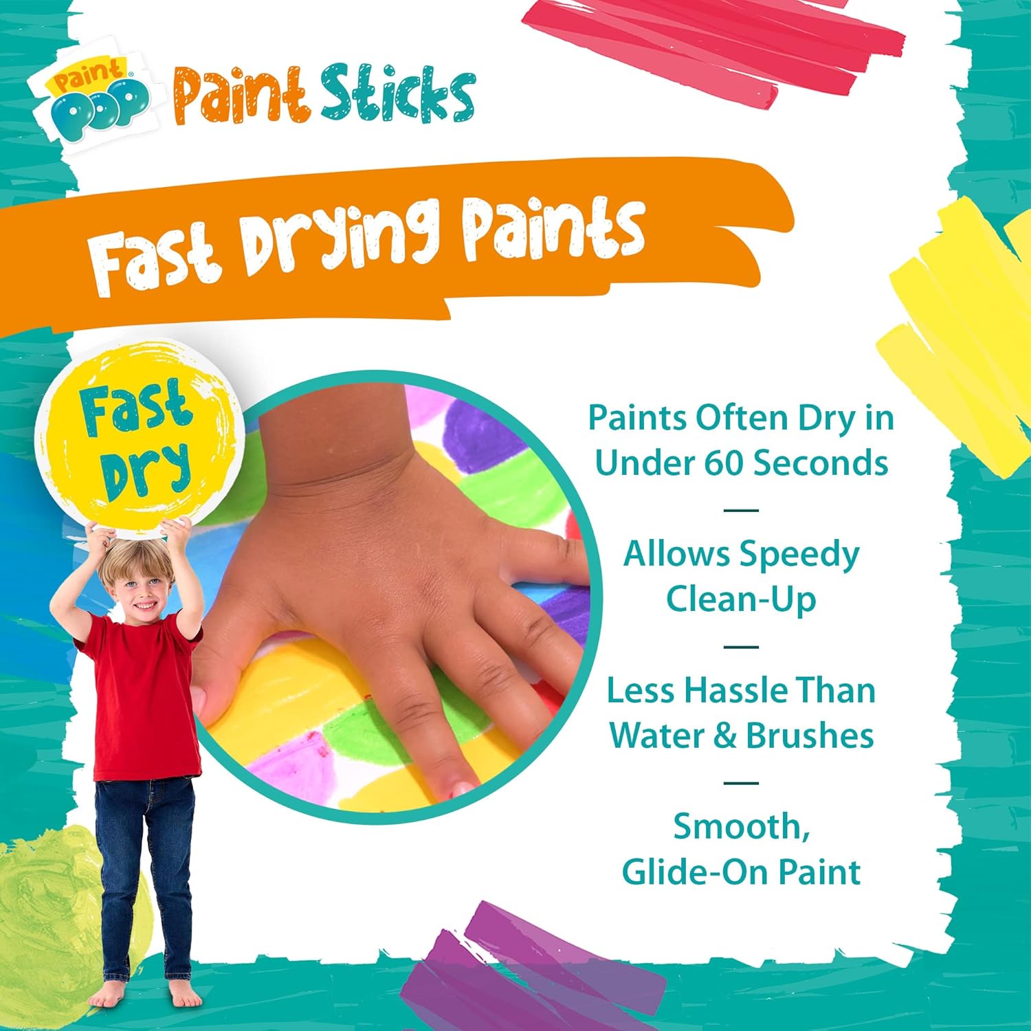 Paint Pop Paint Sticks For Kids 30 Pack Assorted Colours & Giant Storage Tube