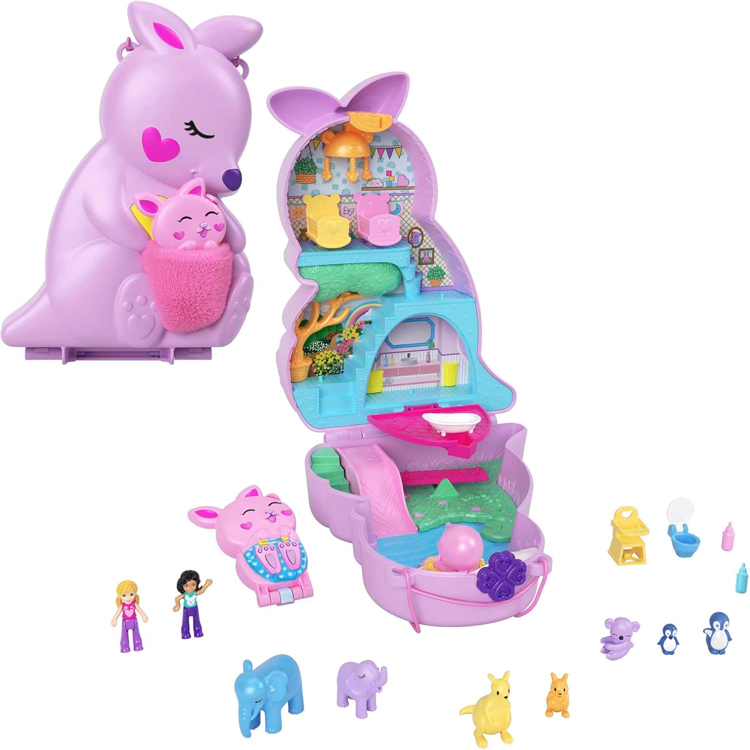 Polly Pocket Mini Toys Mama and Joey Kangaroo Purse 2-in-1