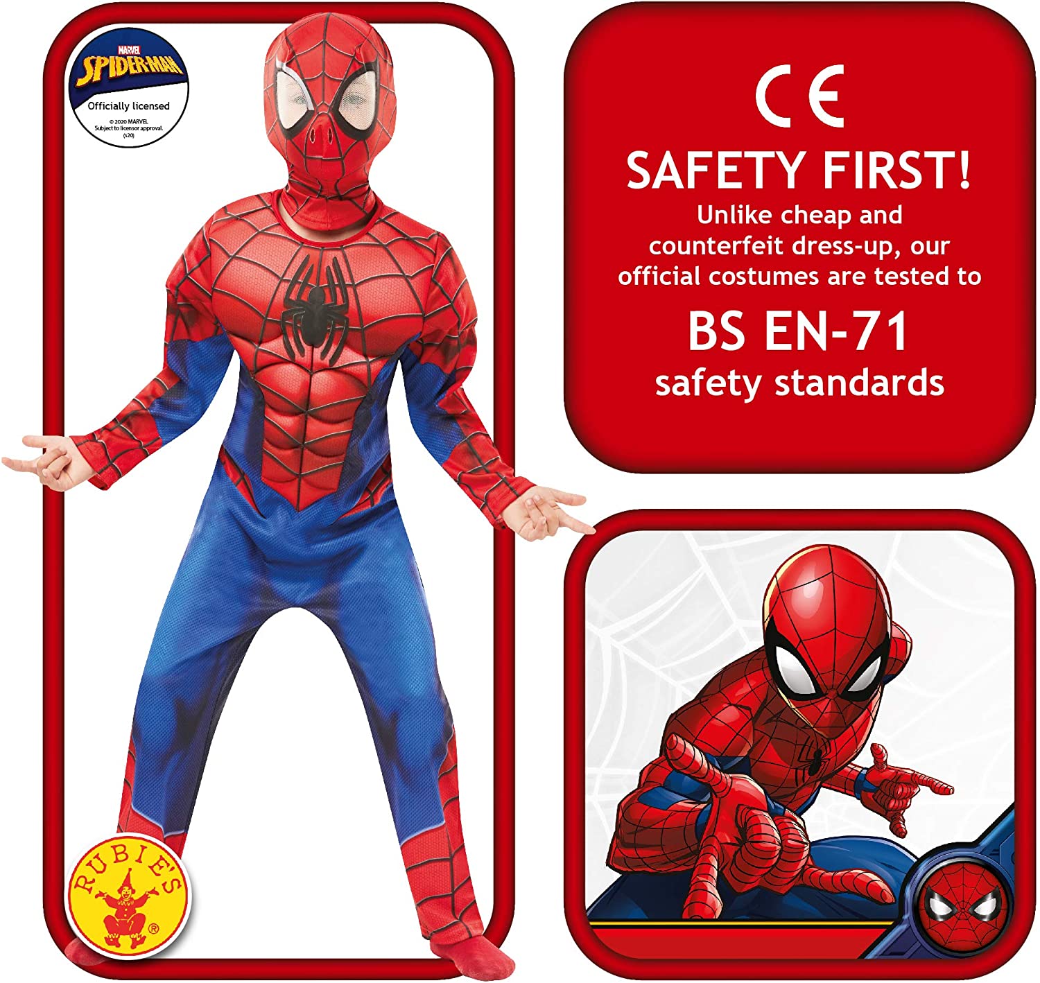 Rubies Official Marvel Spider-Man Deluxe Childs Costume 9-10 Years