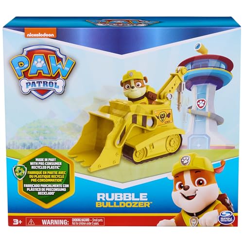 SPINMASTER Paw Patrol RUBBLE'S BULLDOZER Toy Vehicle with Collectible Action Figure