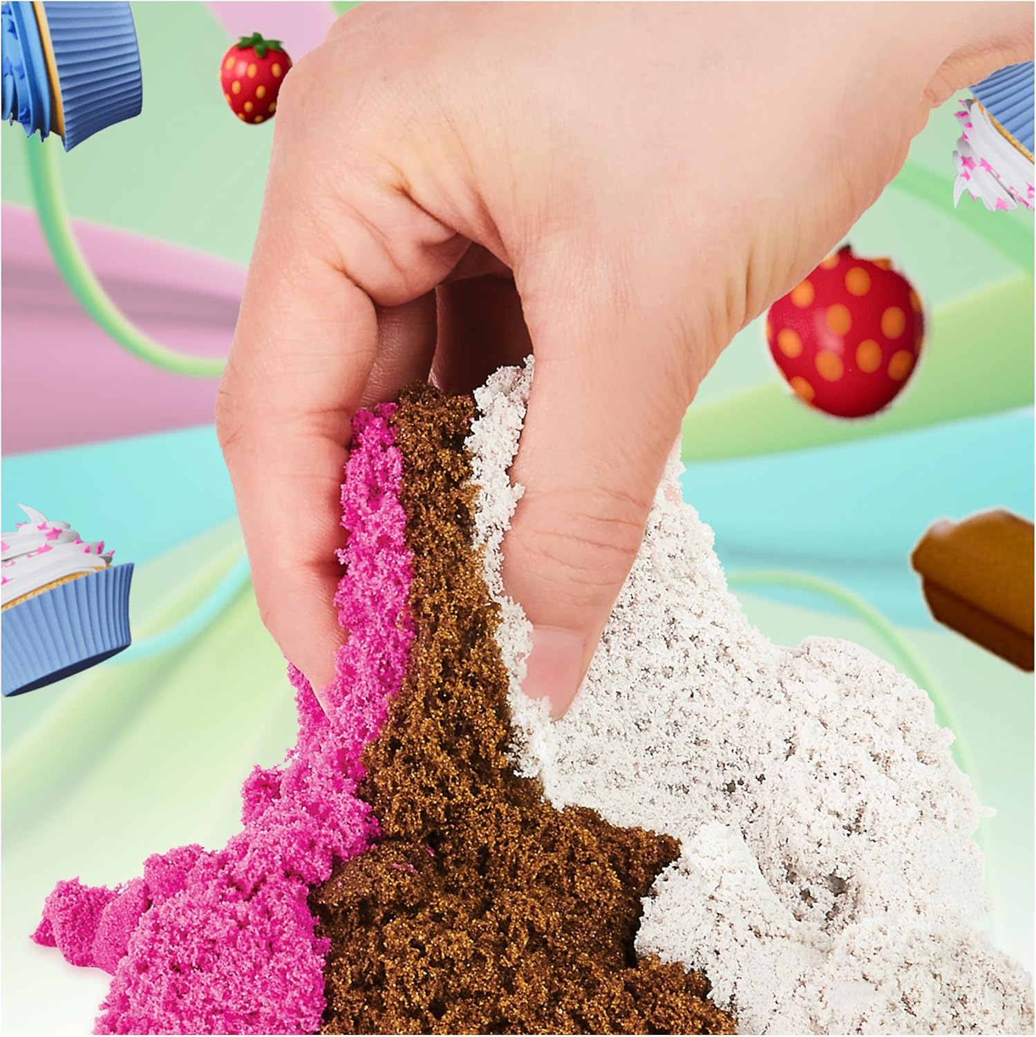 SPINMASTER Kinetic Sand Ice Cream Treats Scented Playset with 3 Colours