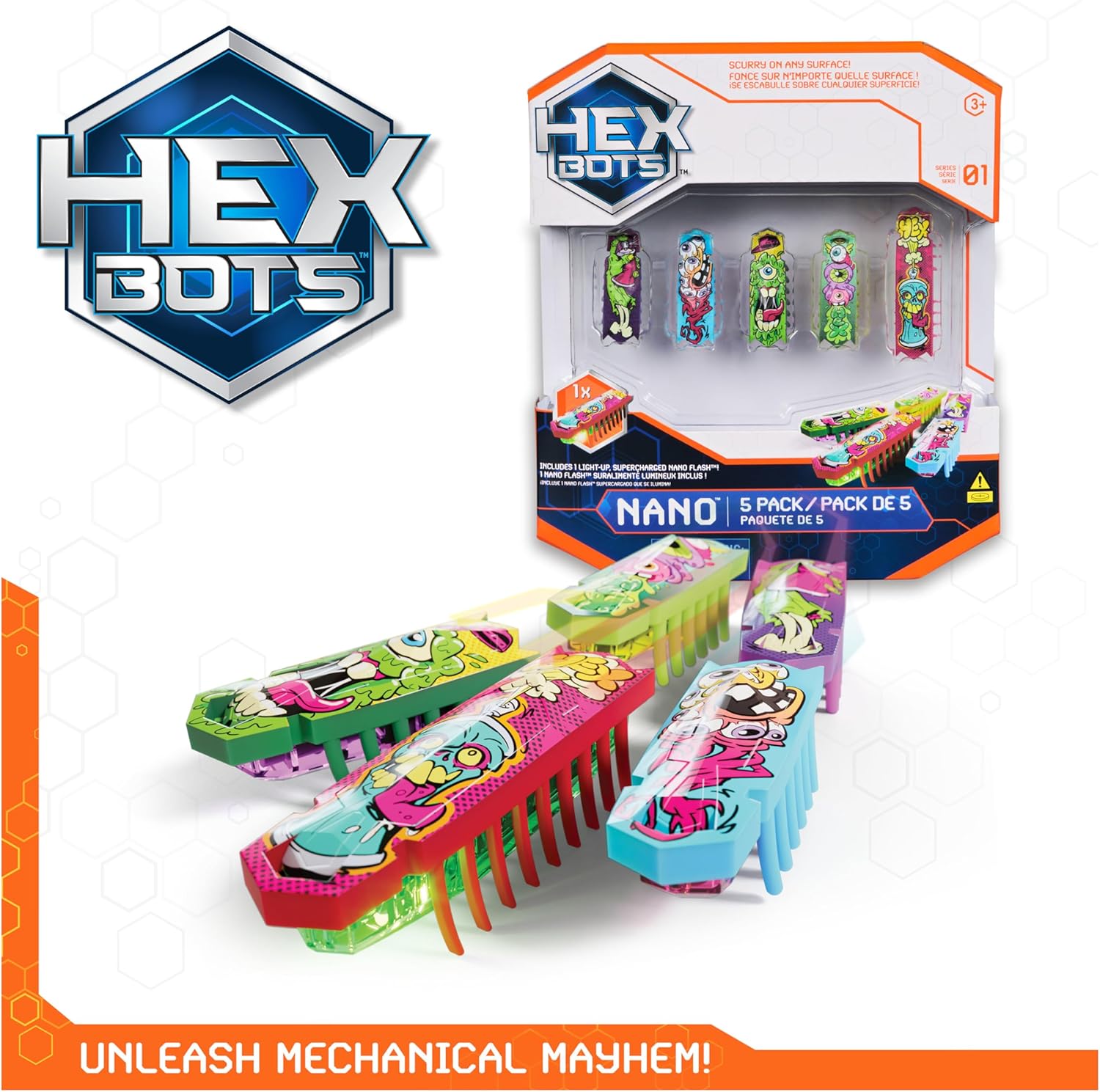 SPINMASTER HEXBOT Flash Nano Series 1 Mixed 5 Pack