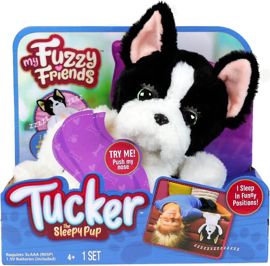 My Fuzzy Friends Tucker The Sleepy Puppy Interactive Soft Plush Toy