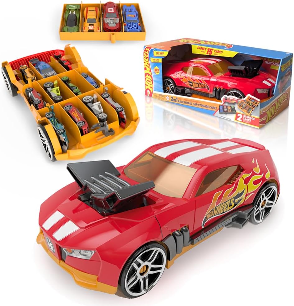 Hot Wheels NEW Car RED Storage 2in1 Race N' Haul