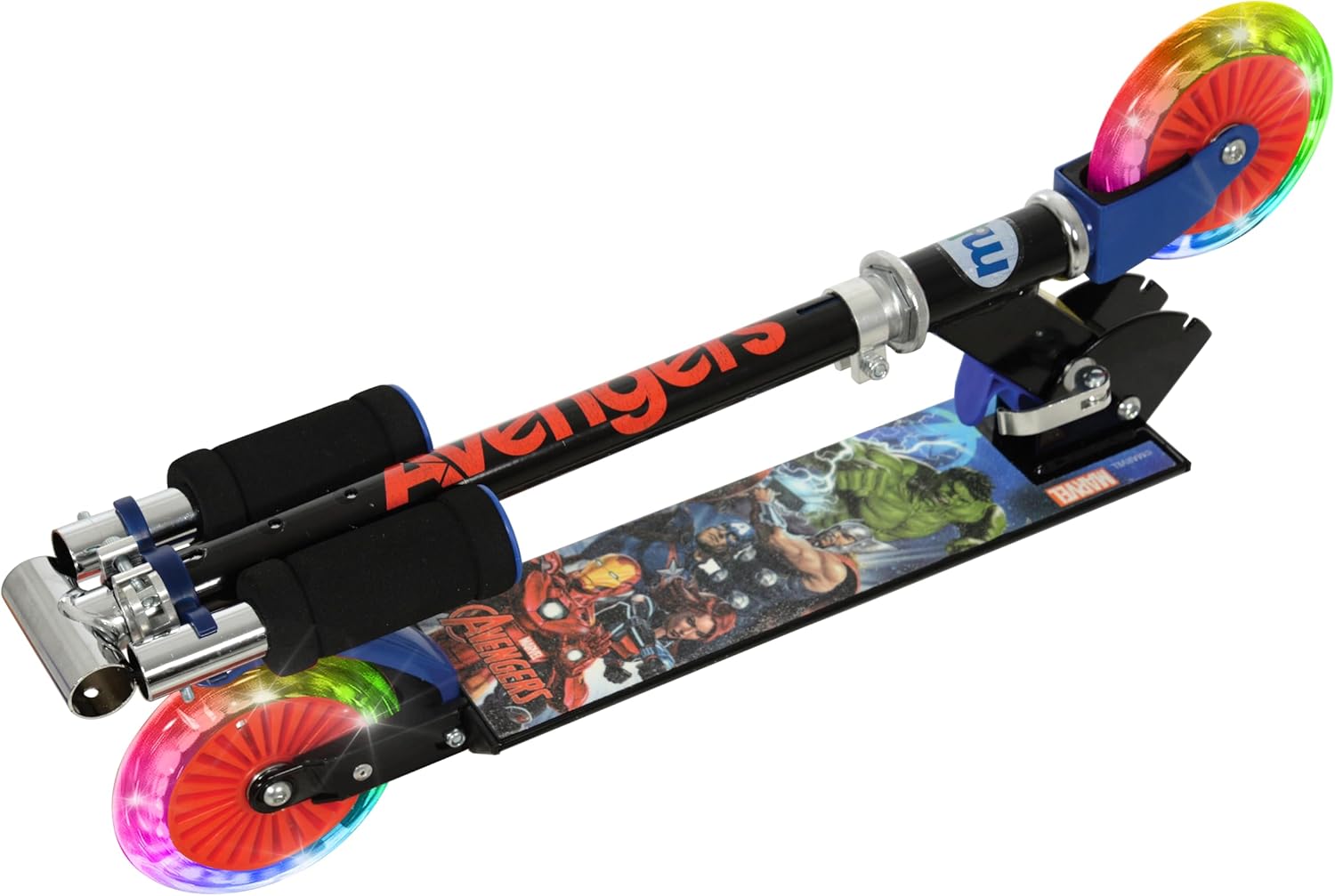 MV Sports Avengers Kids Folding Inline 2 Wheel Scooter