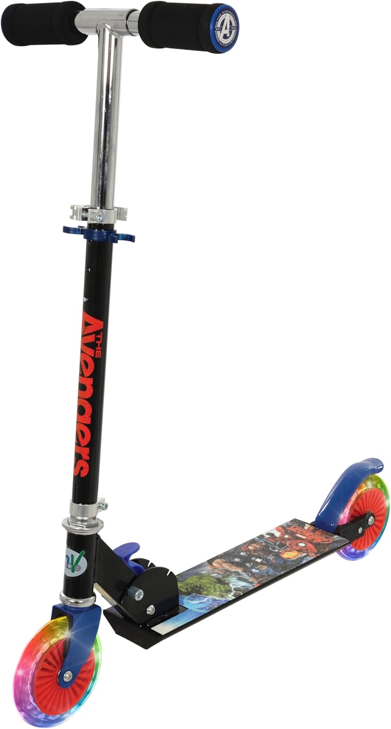 MV Sports Avengers Kids Folding Inline 2 Wheel Scooter