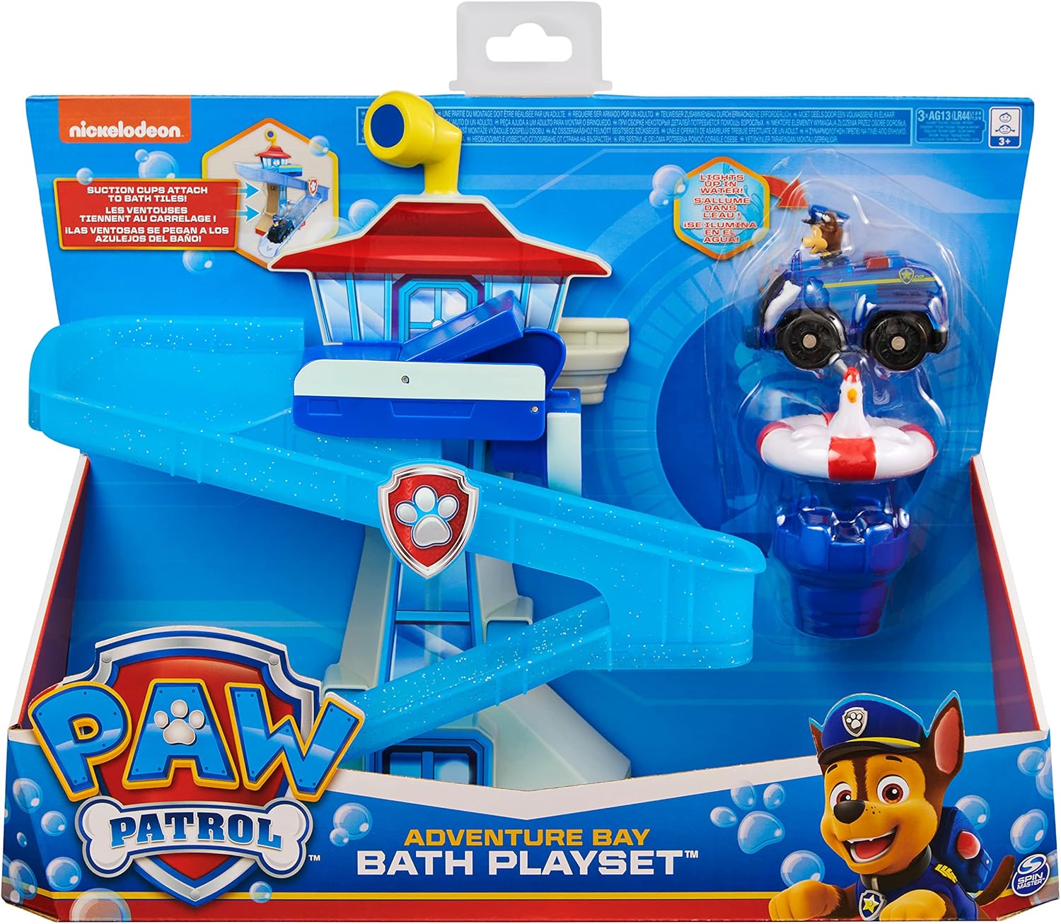 SPINMASTER Paw Patrol Adventure Bay Bath Playset with Light-up Chase Vehicle