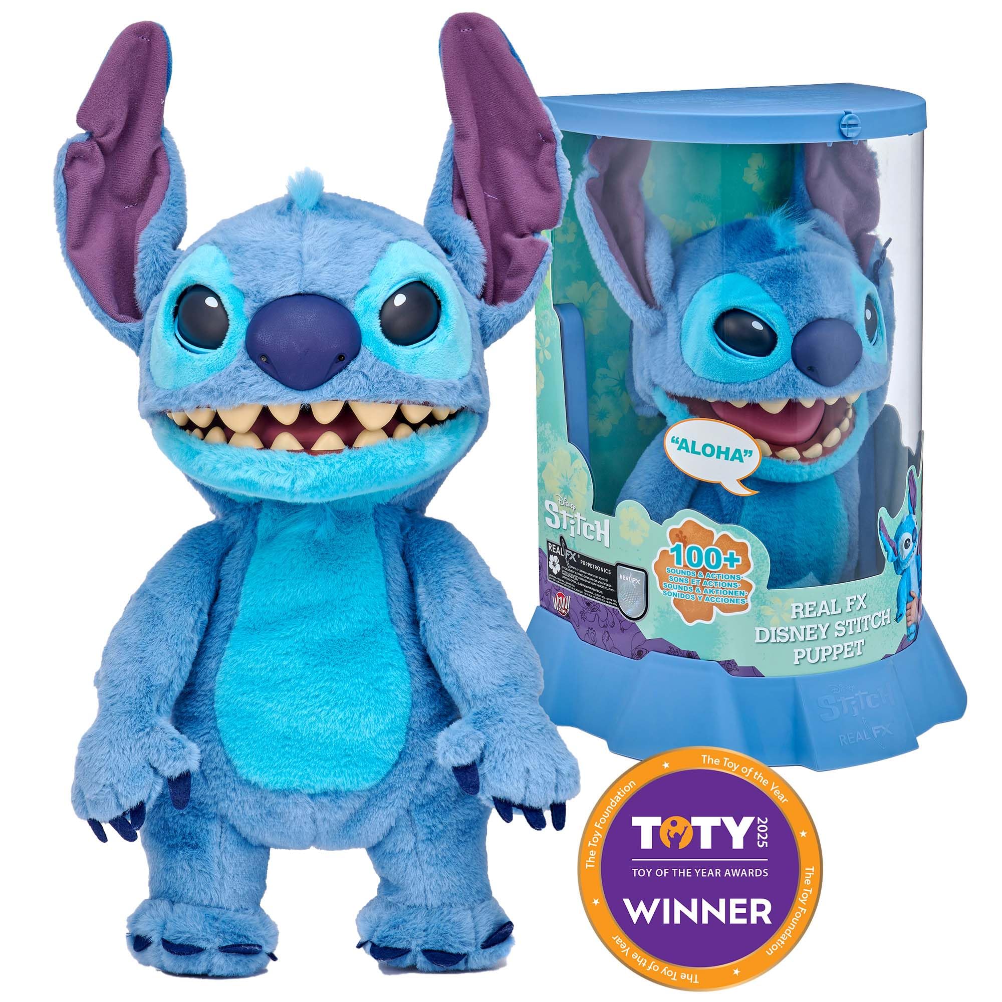 WOW! STUFF: Real FX Disney Stitch Puppet 18Inch Animatronic Soft Plush Toy