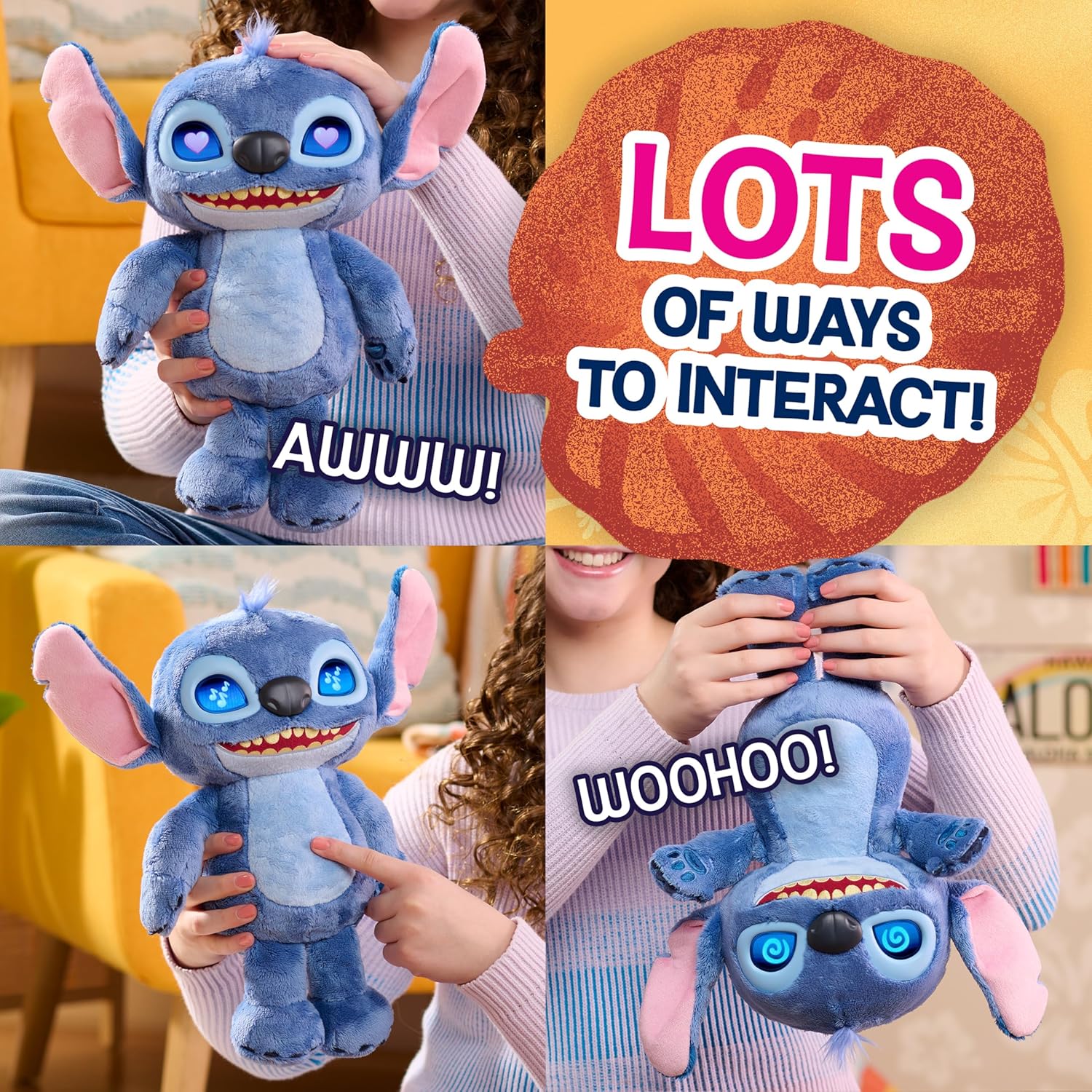 Just Play Disney Stitch Many Moods 14-inch Interactive Soft Plush Toy