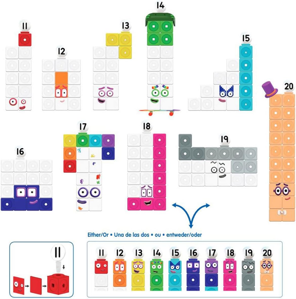Learning Resources Numberblocks MathLink Cubes 11-20 Activity Set