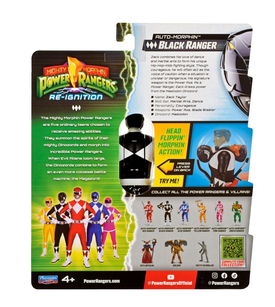 Mighty Morphin Power Rangers BLACK RANGER Auto-Morphin Action Figure