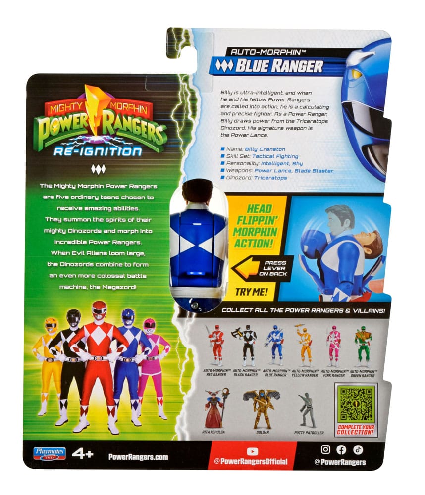 Mighty Morphin Power Rangers BLUE RANGER  Auto-Morphin Action Figure