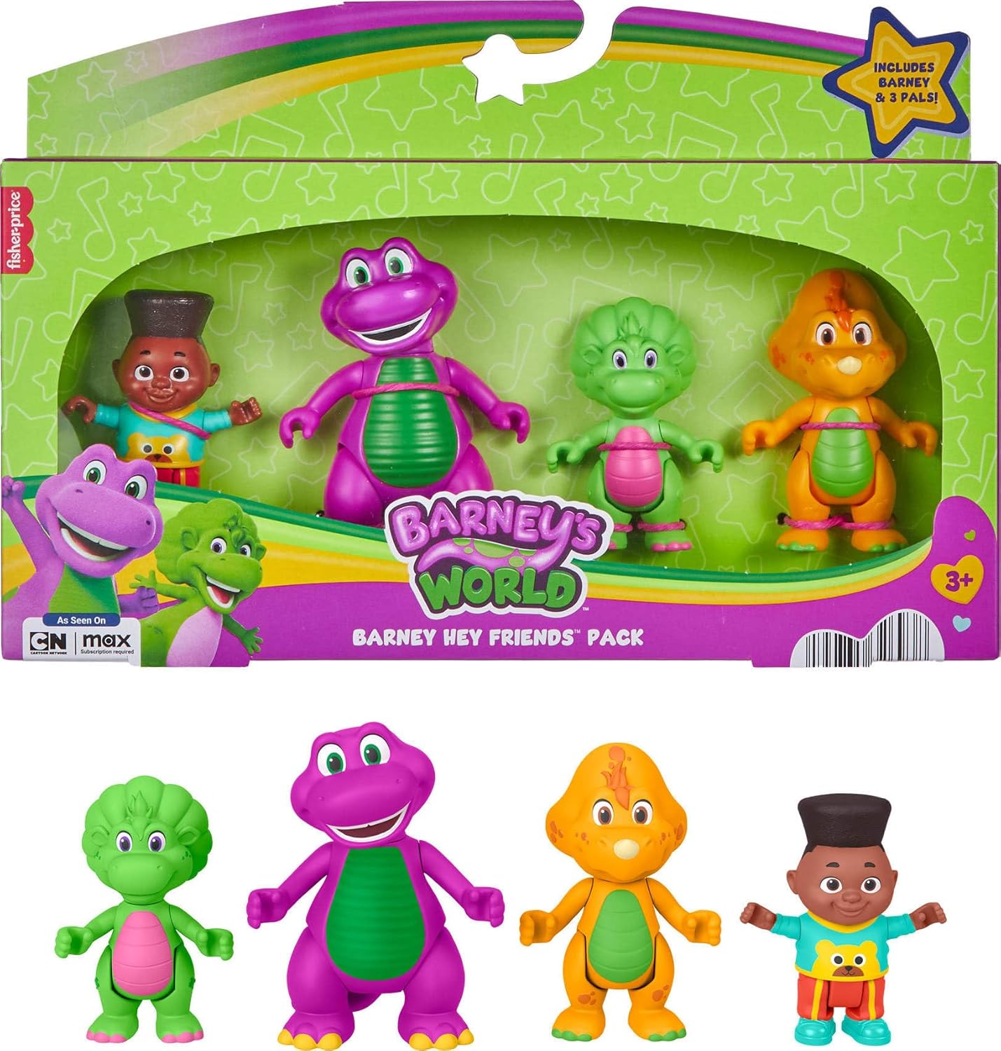 BARNEY'S WORLD Barney Hey Friends Fisher-Price Figure 4 Pack