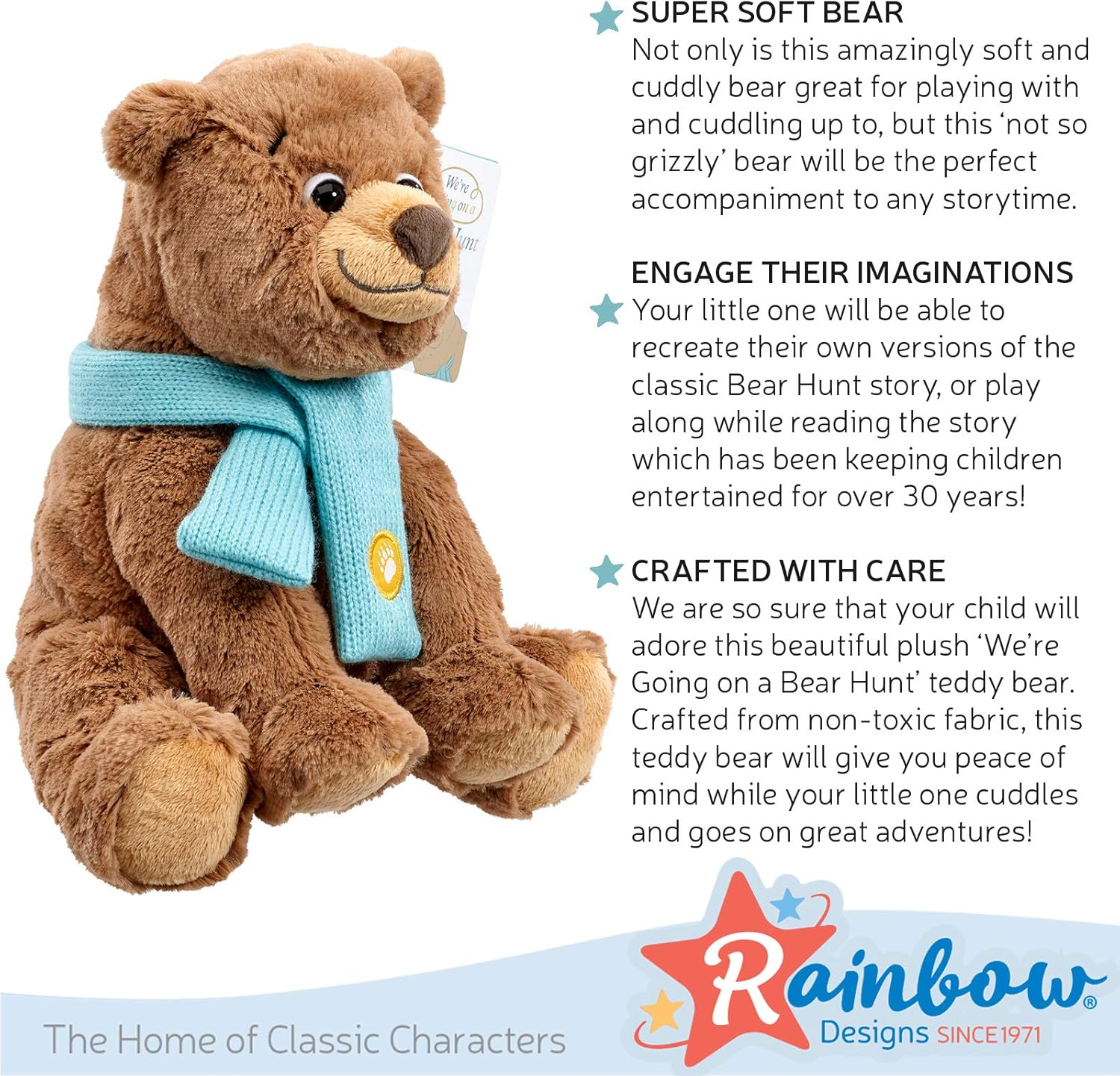 Rainbow Designs We're Going On a Bear Hunt Super Soft Brown Bear Plush Toy 24cm