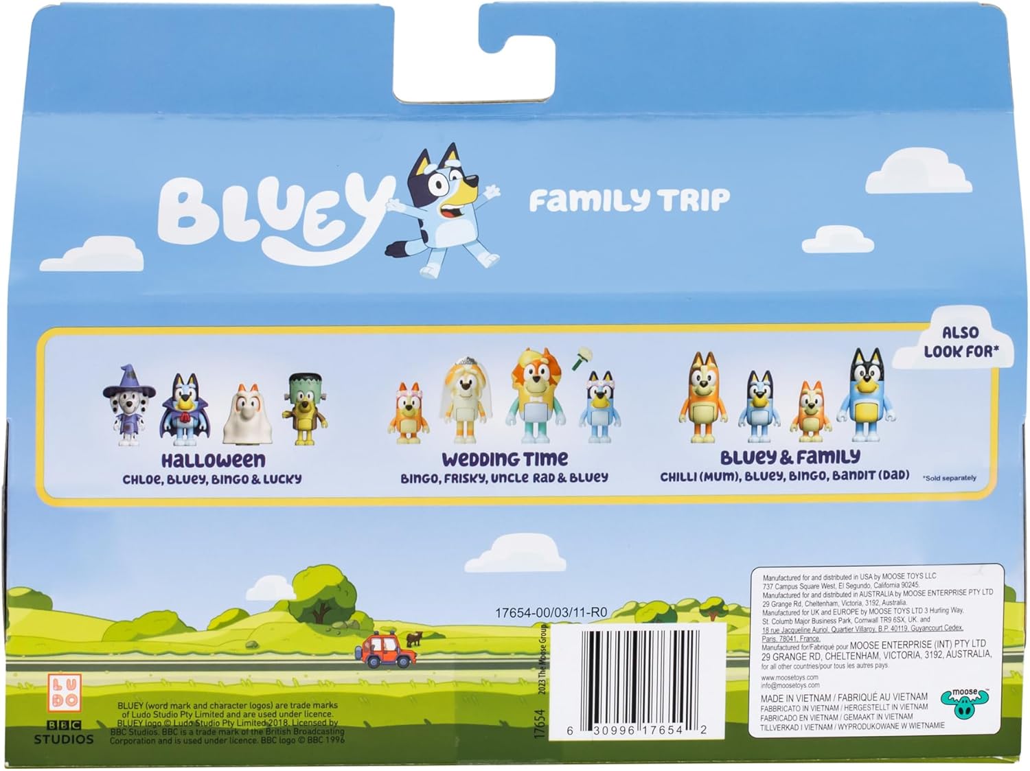 Bluey Figure 4-Pack Family Trip 2.5 Inch Poseable Figures