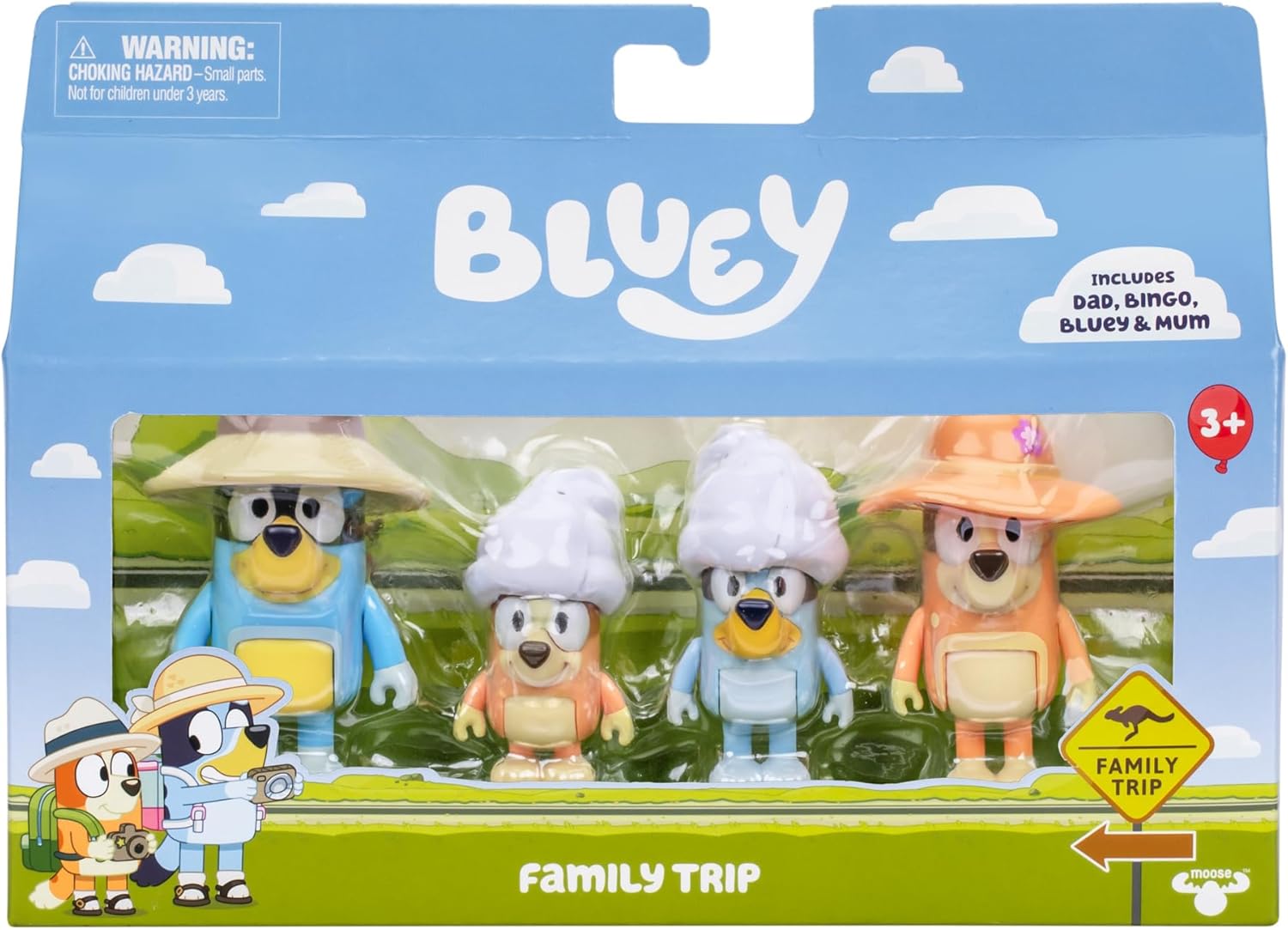 Bluey Figure 4-Pack Family Trip 2.5 Inch Poseable Figures