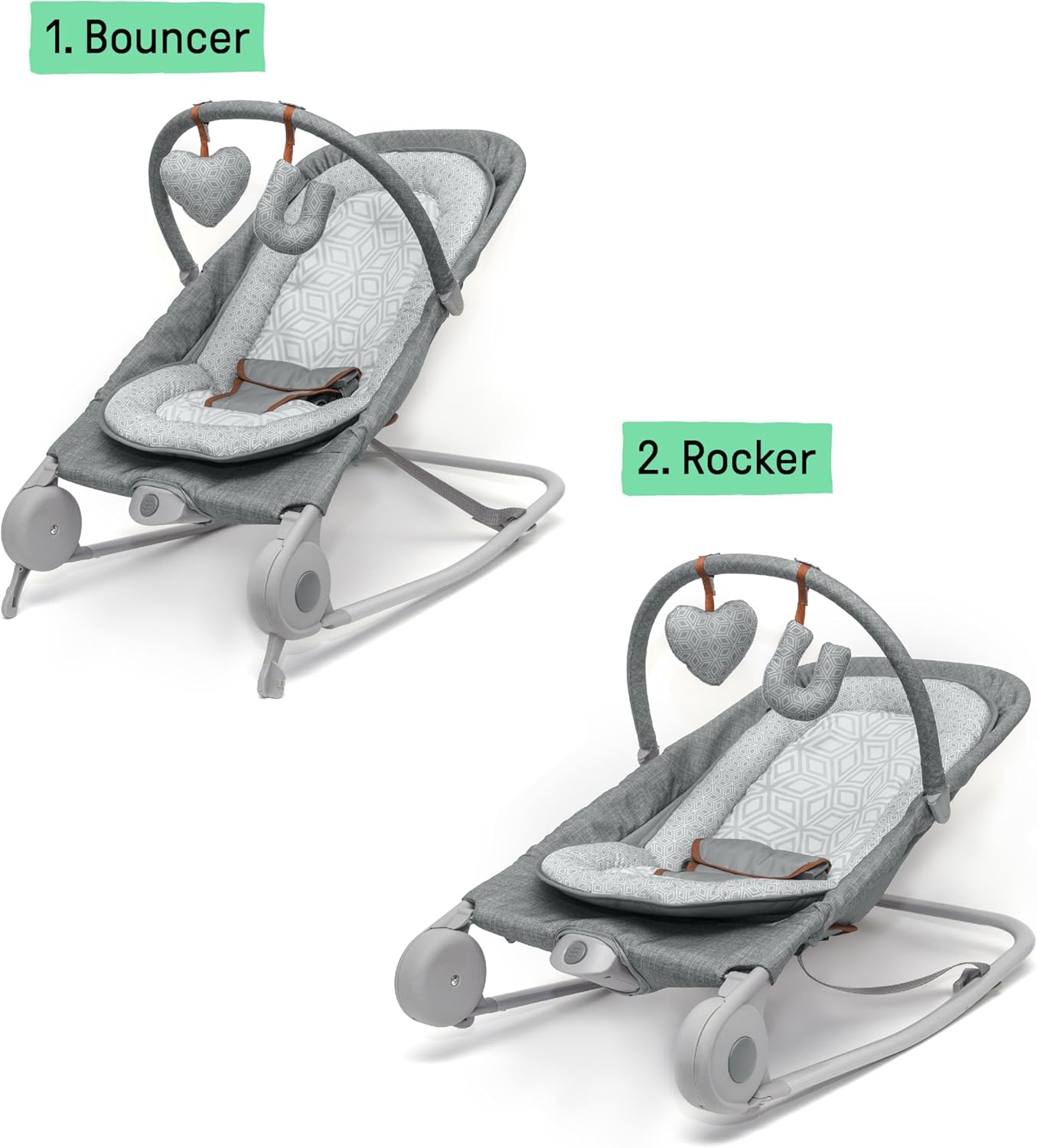 Summer 2-in-1 Bouncer & Rocker Duo (Gray) Convenient and Portable Rocker