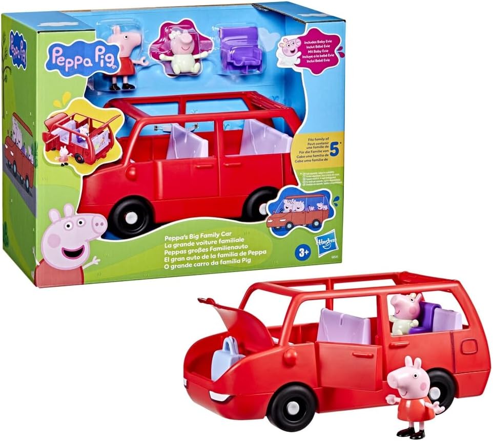 Peppa Pig Peppa's Big Family Car Playset with Baby Eve and Peppa Figures