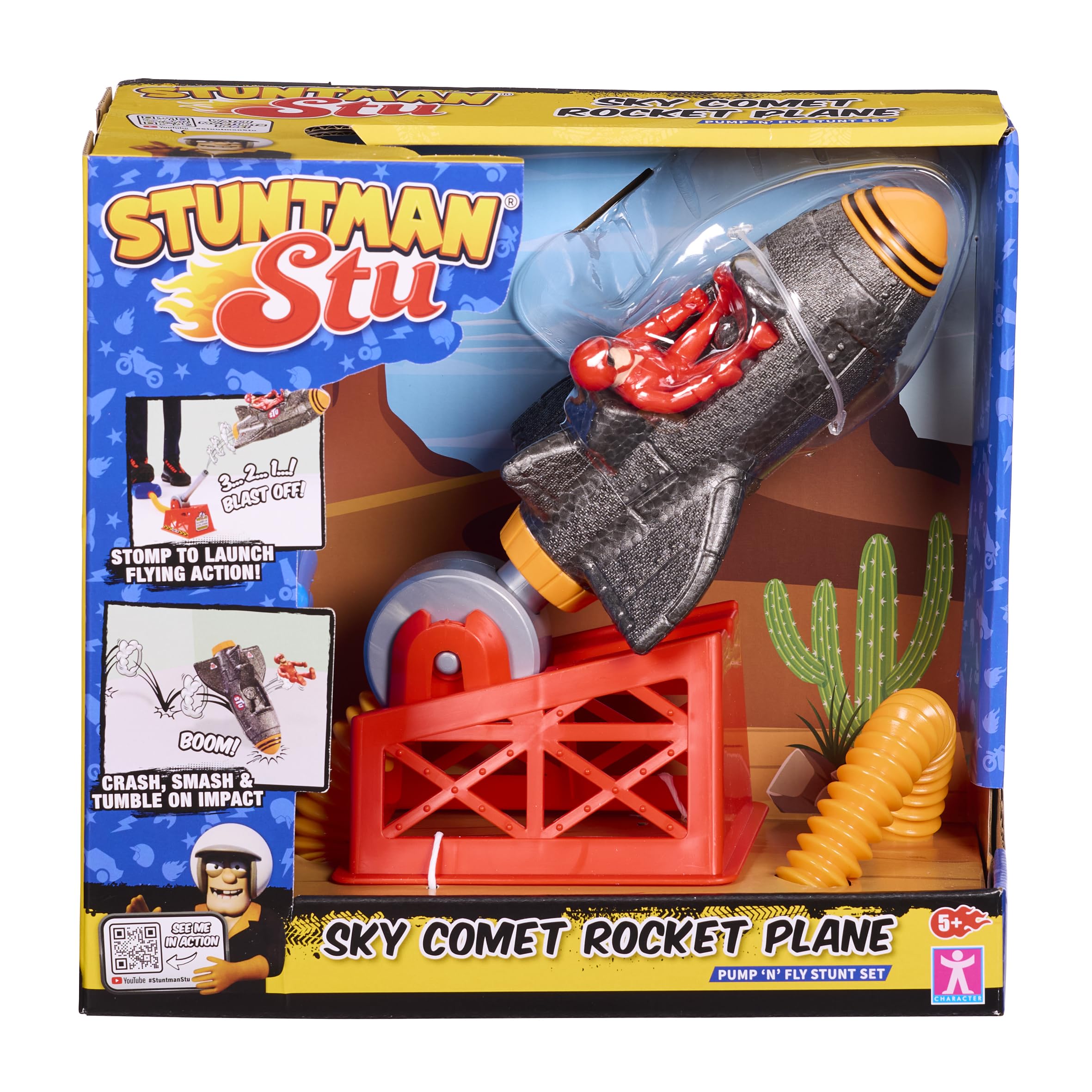 Stuntman Stu Sky Comet Rocket Plane Stomp and launch toy