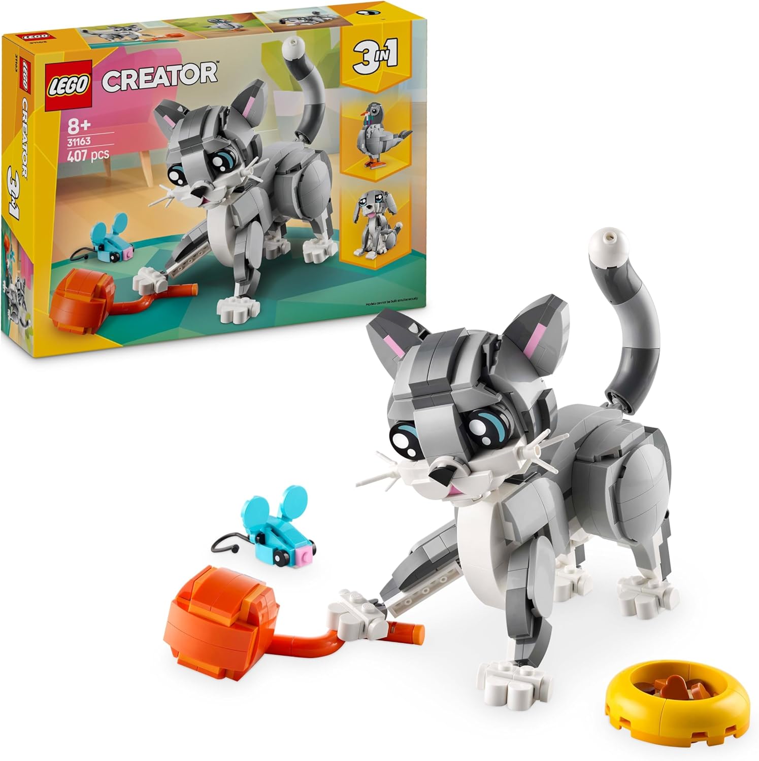 LEGO Creator 3in1 Playful Cat Toy - Animal Figure Transforms into a Pigeon or Pet Dog Model
