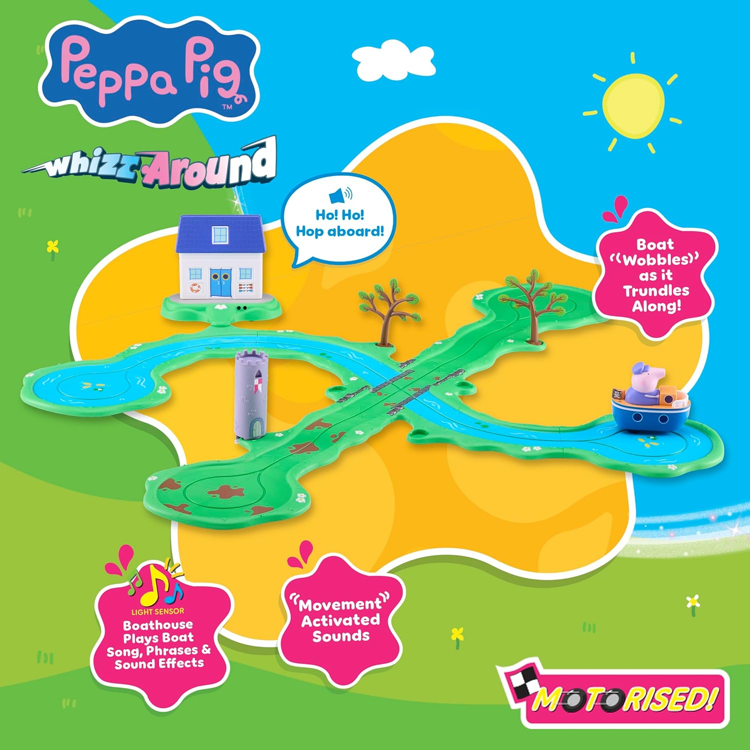 Peppa Pig Whizz Around Bobbing Along Boat Trip Motorised Vehicles Track Toys