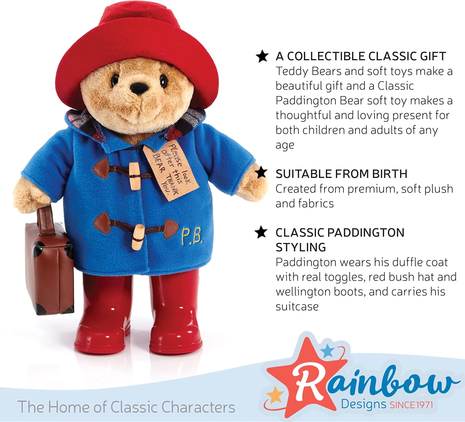 Rainbow Designs Classic Paddington with Boots and Suitcase 36cm