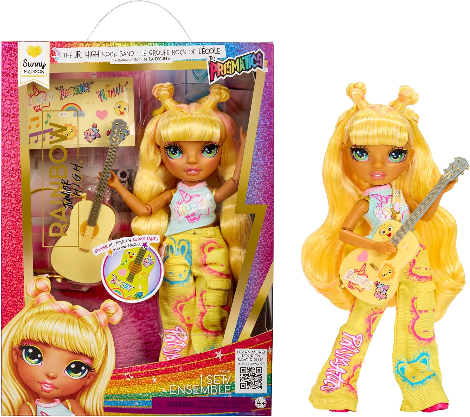 Rainbow High Junior High Rock Band SUNNY Yellow 23cm Fashion Doll with a Guitar