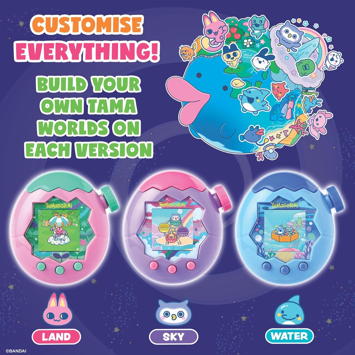 Bandai Tamagotchi Paradise Digital Pet Blue Water Shell