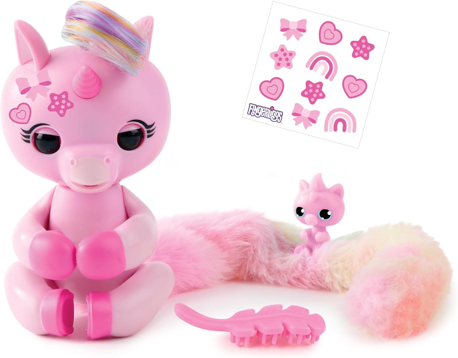 Fingerlings Snuggle Tails Interactive Pink Unicorn EVIE