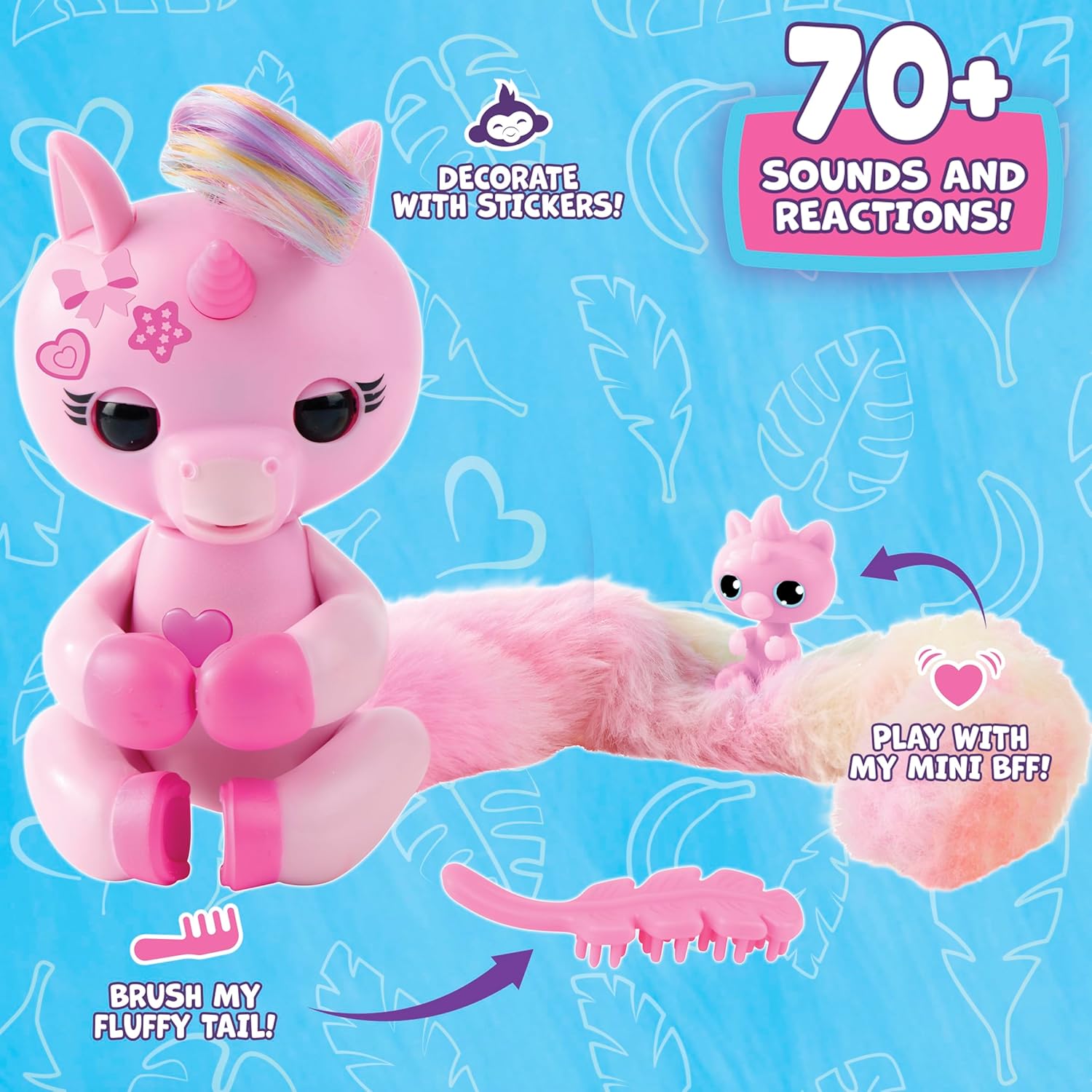 Fingerlings Snuggle Tails Interactive Pink Unicorn EVIE