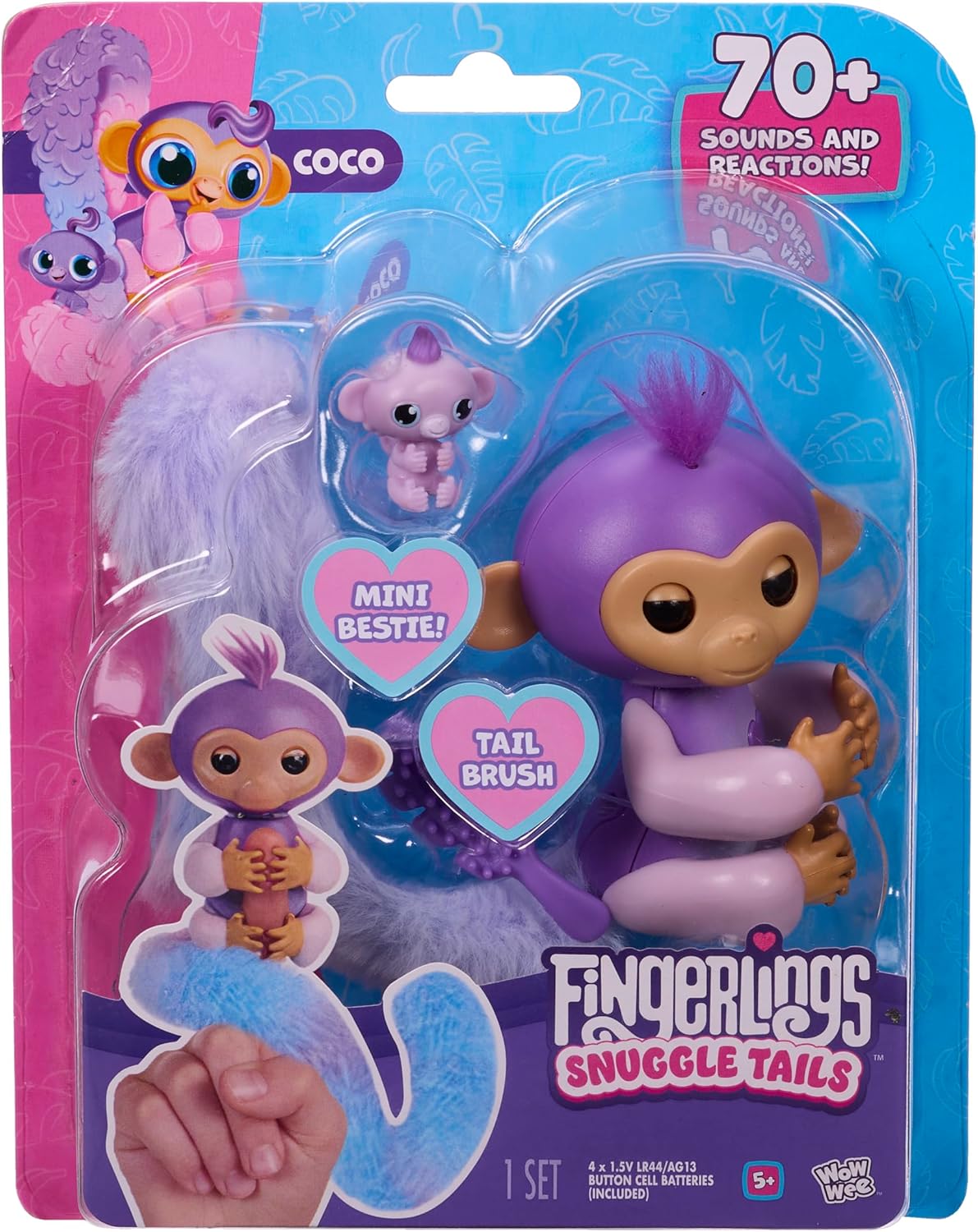 Fingerlings Snuggle Tails Interactive Purple Monkey COCO