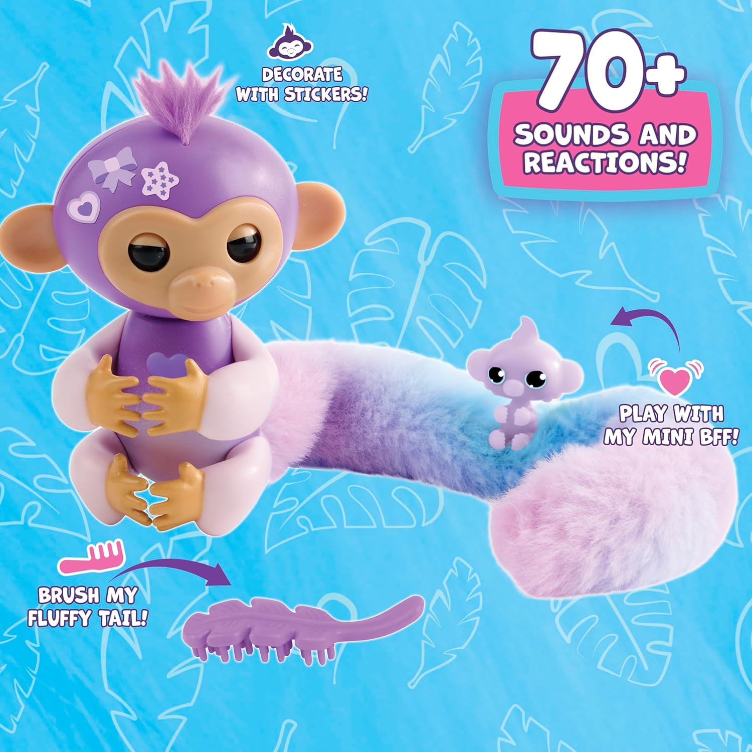 Fingerlings Snuggle Tails Interactive Purple Monkey COCO