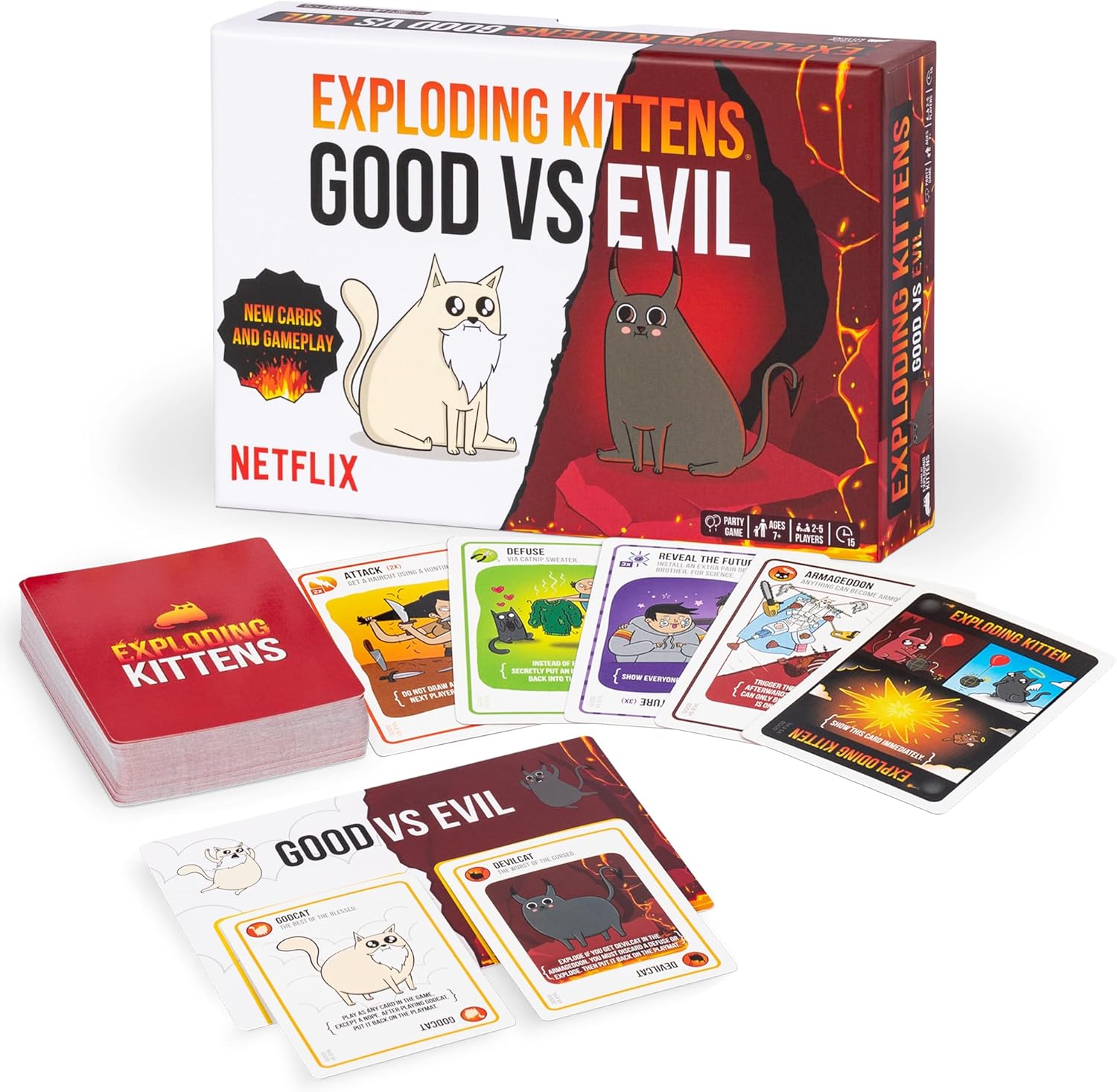 Exploding Kittens Good vs. Evil High Stakes Family Card Game