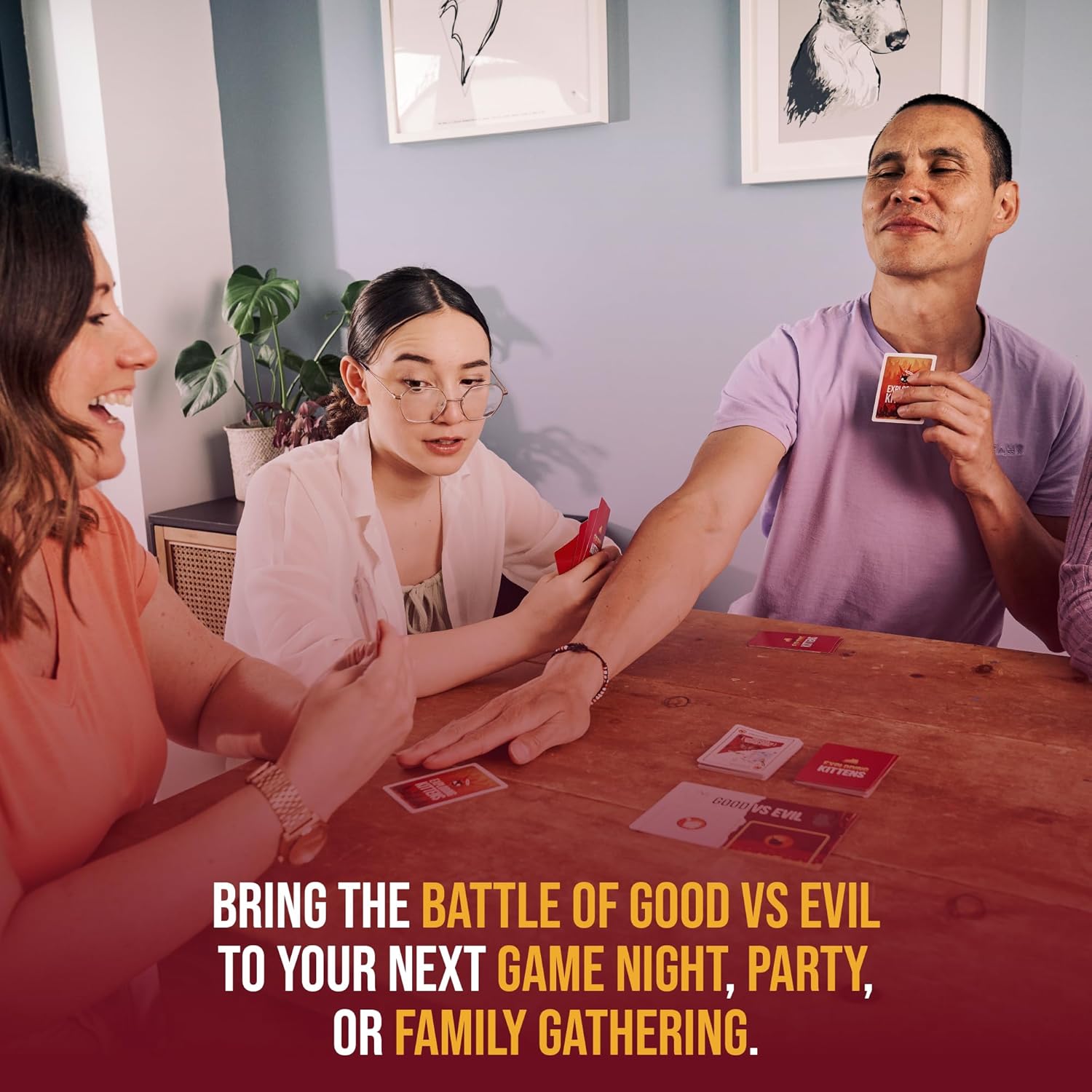 Exploding Kittens Good vs. Evil High Stakes Family Card Game